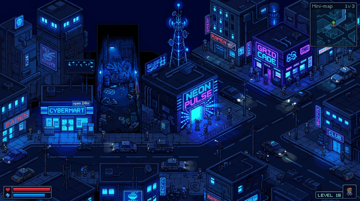 Sector 3D Pixel Art Map